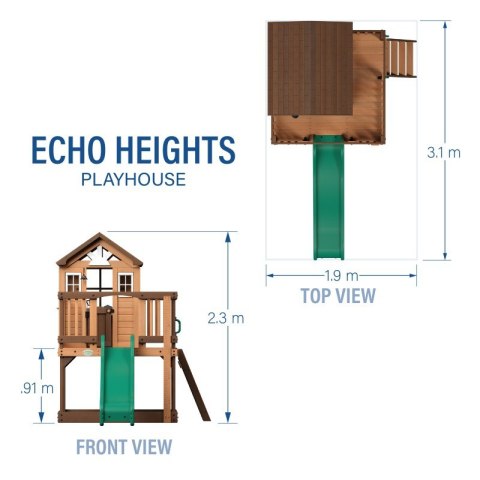 Drewniany Plac Zabaw Echo Heights Zjeżdżalnia Domek Kuchnia Backyard Drewniany Plac Zabaw Echo Heights Zjeżdżalnia Domek Kuchnia Backyard