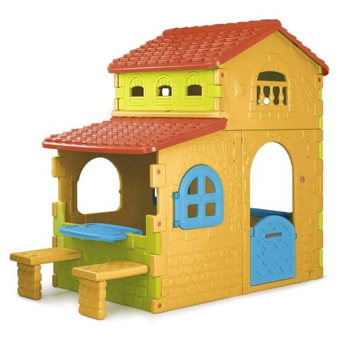 FEBER Domek Ogrodowy Super Villa ze Stolikiem Krzesłami Duży FEBER Domek Ogrodowy Super Villa ze Stolikiem Krzesłami Duży