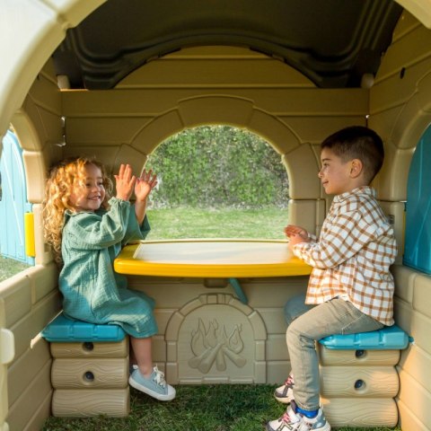 FEBER Duży Domek Ogrodowy Casual z Wysuwaną Ławeczką Chatka z Belek FEBER Duży Domek Ogrodowy Casual z Wysuwaną Ławeczką Chatka z Belek