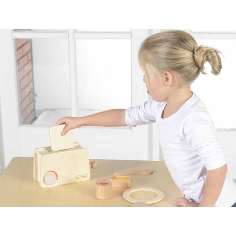 MASTERKIDZ Drewniany Toster + Masło Kromka Nóż Talerz Dżem MASTERKIDZ Drewniany Toster + Masło Kromka Nóż Talerz Dżem