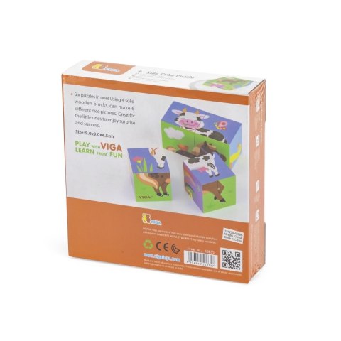 VIGA Drewniana Układanka Puzzle Farma 4 klocki VIGA Drewniana Układanka Puzzle Farma 4 klocki