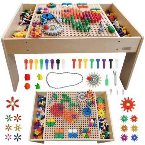 MASTERKIDZ Drewniany Stół Edukacyjny + AKCESORIA STEM WALL MASTERKIDZ Drewniany Stół Edukacyjny + AKCESORIA STEM WALL