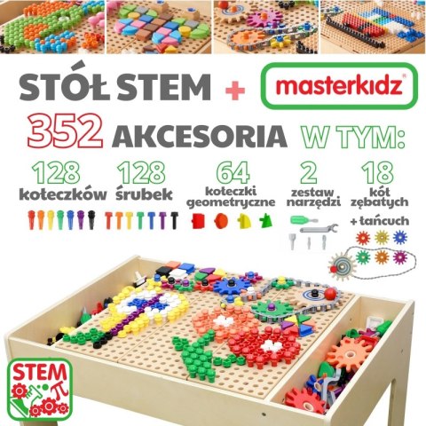 MASTERKIDZ Drewniany Stół Edukacyjny + AKCESORIA STEM WALL MASTERKIDZ Drewniany Stół Edukacyjny + AKCESORIA STEM WALL