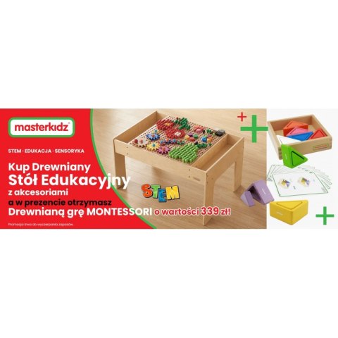 MASTERKIDZ Drewniany Stół Edukacyjny + AKCESORIA STEM WALL MASTERKIDZ Drewniany Stół Edukacyjny + AKCESORIA STEM WALL