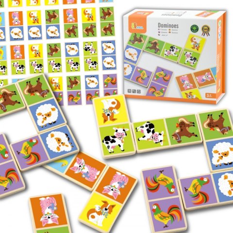 VIGA Edukacyjne Klocki Domino Drewniane gra Farma 28 elementów Montessori VIGA Edukacyjne Klocki Domino Drewniane gra Farma 28 elementów Montessori