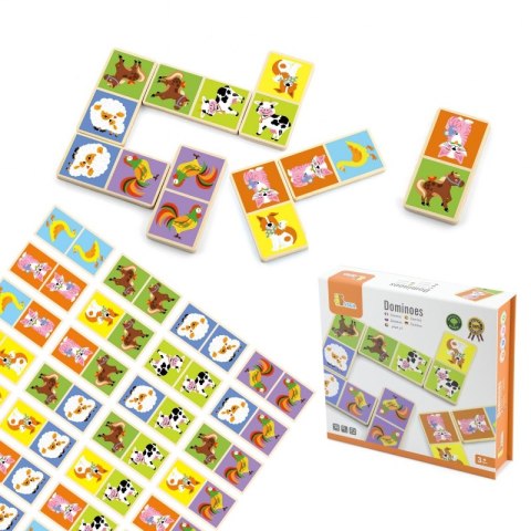 VIGA Edukacyjne Klocki Domino Drewniane gra Farma 28 elementów Montessori VIGA Edukacyjne Klocki Domino Drewniane gra Farma 28 elementów Montessori