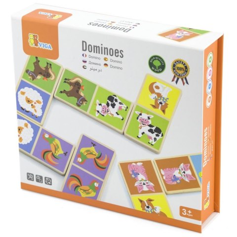 VIGA Edukacyjne Klocki Domino Drewniane gra Farma 28 elementów Montessori VIGA Edukacyjne Klocki Domino Drewniane gra Farma 28 elementów Montessori