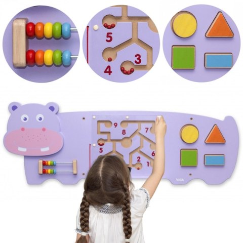 VIGA Tablica Sensoryczna Manipulacyjna Hipopotam Certyfikat FSC Montessori VIGA Tablica Sensoryczna Manipulacyjna Hipopotam Certyfikat FSC Montessori