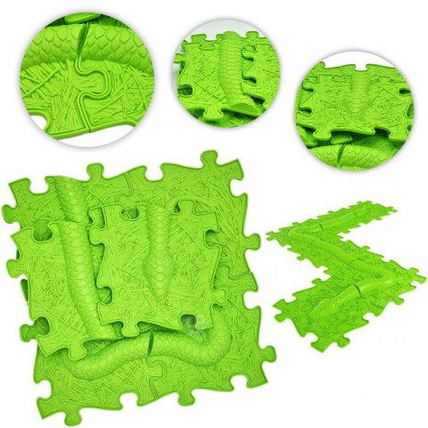 WOOPIE Mata Sensoryczna Ortopedyczna Puzzle Wąż Zielony 6 el. WOOPIE Mata Sensoryczna Ortopedyczna Puzzle Wąż Zielony 6 el.
