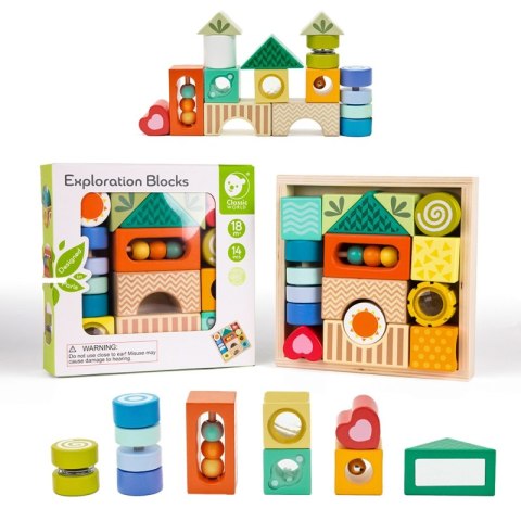 CLASSIC WORLD Drewniane Klocki Sensoryczne 7 Funkcji Układanka Multifunkcyjna Kształty Dźwięk MONTESSORI 14 el. CLASSIC WORLD Drewniane Klocki Sensoryczne 7 Funkcji Układanka Multifunkcyjna Kształty Dźwięk MONTESSORI 14 el.