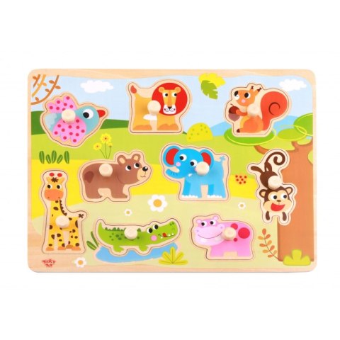 TOOKY TOY Drewniane Puzzle Montessori Zwierzęta z Pinezkami Do Dopasowania TOOKY TOY Drewniane Puzzle Montessori Zwierzęta z Pinezkami Do Dopasowania