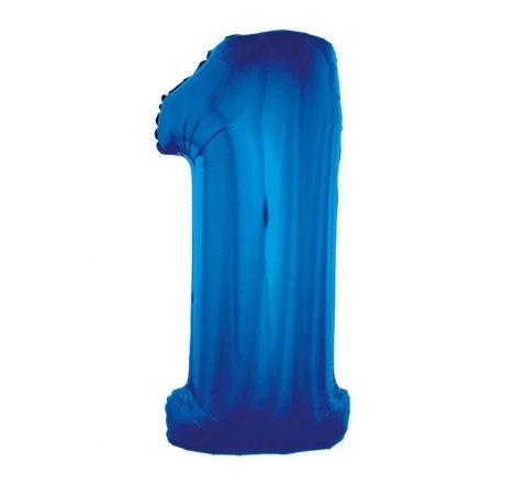 Balon foliowy "Cyfra 1", niebieska, 92 cm KK Balon foliowy "Cyfra 1", niebieska, 92 cm KK