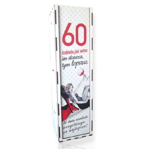 Skrzynka pudełko 33,5 x 9,5cm na butelkę alkoholu 60 urodziny kolor SZPILKA 3311-SZ60 Skrzynka pudełko 33,5 x 9,5cm na butelkę alkoholu 60 urodziny kolor SZPILKA 3311-SZ60