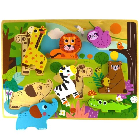 Tooky Toy Drewniane Puzzle Montessori Zwierzątka ZOO Safari Dopasuj Kształty Tooky Toy Drewniane Puzzle Montessori Zwierzątka ZOO Safari Dopasuj Kształty