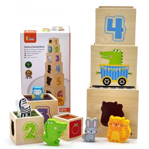 VIGA Drewniana Piramidka Układanka Klocki Sorter Montessori VIGA Drewniana Piramidka Układanka Klocki Sorter Montessori
