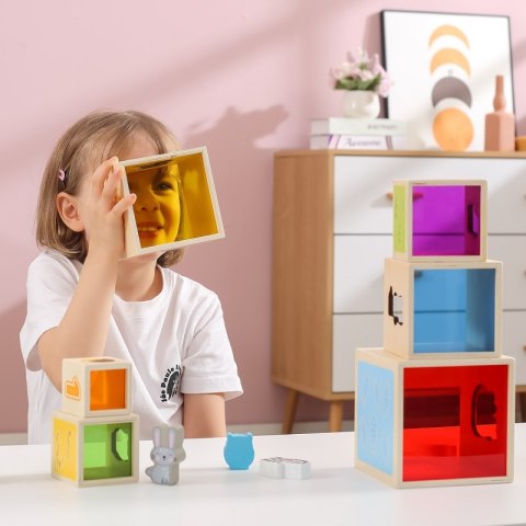 VIGA Drewniana Piramidka Układanka Klocki Sorter Montessori VIGA Drewniana Piramidka Układanka Klocki Sorter Montessori