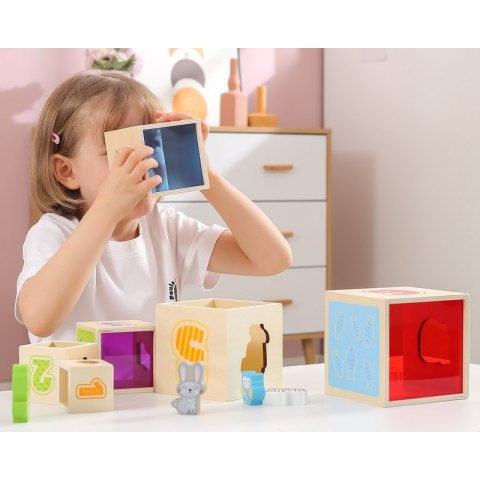 VIGA Drewniana Piramidka Układanka Klocki Sorter Montessori VIGA Drewniana Piramidka Układanka Klocki Sorter Montessori
