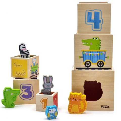 VIGA Drewniana Piramidka Układanka Klocki Sorter Montessori VIGA Drewniana Piramidka Układanka Klocki Sorter Montessori