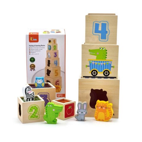 VIGA Drewniana Piramidka Układanka Klocki Sorter Montessori VIGA Drewniana Piramidka Układanka Klocki Sorter Montessori