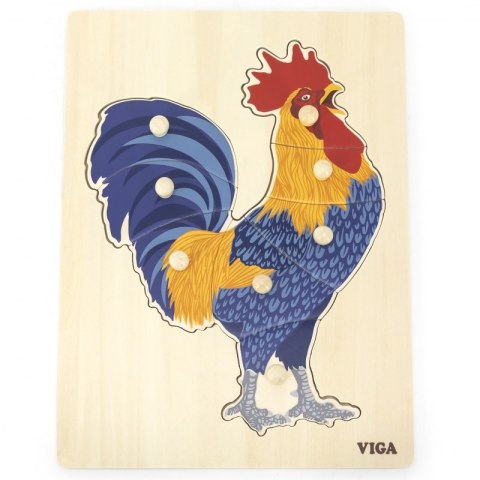VIGA Drewniane Puzzle Montessori Kogut z Pinezkami VIGA Drewniane Puzzle Montessori Kogut z Pinezkami