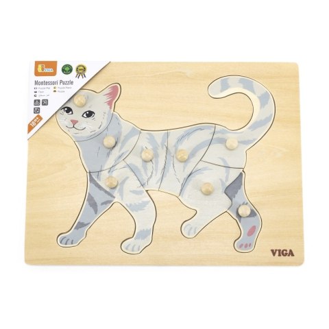 VIGA Drewniane Puzzle Montessori Kot z Pinezkami VIGA Drewniane Puzzle Montessori Kot z Pinezkami