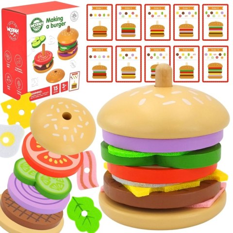 WOOPIE GREEN Drewniany Burger Restauracja Układanka dla Dzieci 15 el. Certyfikat FSC WOOPIE GREEN Drewniany Burger Restauracja Układanka dla Dzieci 15 el. Certyfikat FSC