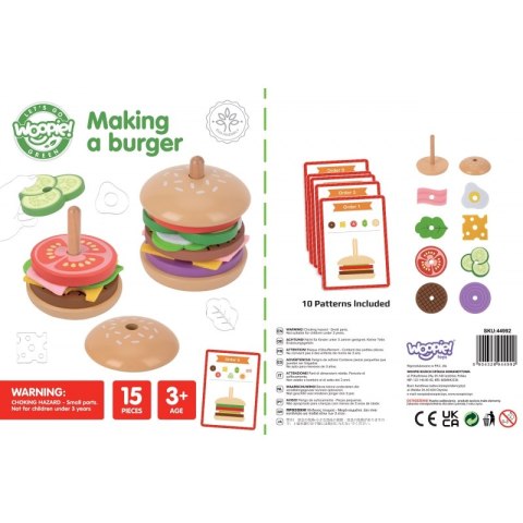 WOOPIE GREEN Drewniany Burger Restauracja Układanka dla Dzieci 15 el. Certyfikat FSC WOOPIE GREEN Drewniany Burger Restauracja Układanka dla Dzieci 15 el. Certyfikat FSC
