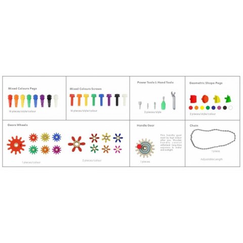 MASTERKIDZ Drewniany Stół Edukacyjny + AKCESORIA STEM WALL + 135 Klocków MASTERKIDZ Drewniany Stół Edukacyjny + AKCESORIA STEM WALL + 135 Klocków