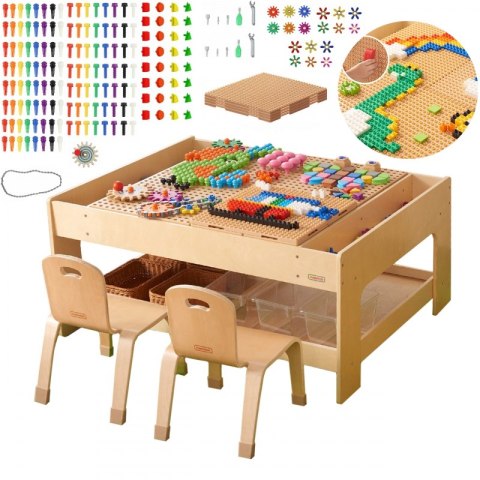 MASTERKIDZ Drewniany Stół Edukacyjny + AKCESORIA STEM WALL + 563 Klocków MASTERKIDZ Drewniany Stół Edukacyjny + AKCESORIA STEM WALL + 563 Klocków