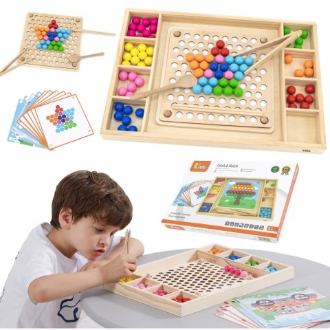VIGA Drewniana Gra Kulki Złap i Dopasuj Układanka Montessori VIGA Drewniana Gra Kulki Złap i Dopasuj Układanka Montessori