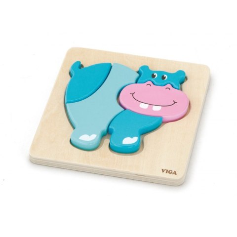 VIGA Pierwsze drewniane Puzzle maluszka Hipopotam VIGA Pierwsze drewniane Puzzle maluszka Hipopotam