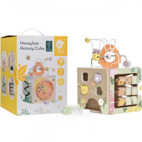 CLASSIC WORLD Drewniana Kostka Edukacyjna Sensoryczna 5w1 CLASSIC WORLD Drewniana Kostka Edukacyjna Sensoryczna 5w1