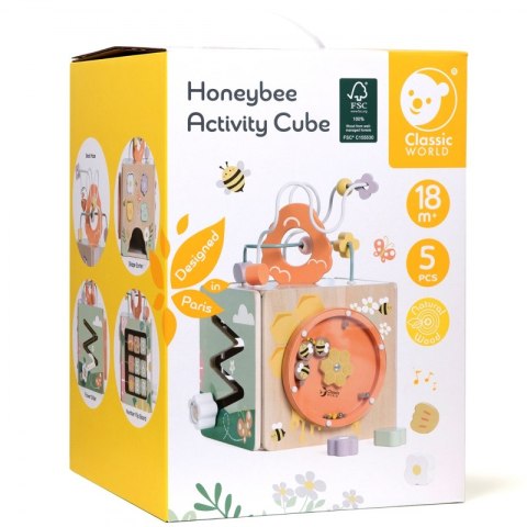 CLASSIC WORLD Drewniana Kostka Edukacyjna Sensoryczna 5w1 CLASSIC WORLD Drewniana Kostka Edukacyjna Sensoryczna 5w1