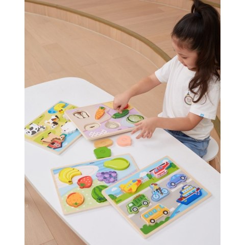 VIGA Drewniane Puzzle Układanka Montessori 2w1 Figurki Farma VIGA Drewniane Puzzle Układanka Montessori 2w1 Figurki Farma