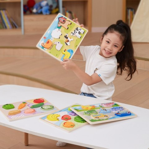 VIGA Drewniane Puzzle Układanka Montessori 2w1 Figurki Warzywa VIGA Drewniane Puzzle Układanka Montessori 2w1 Figurki Warzywa