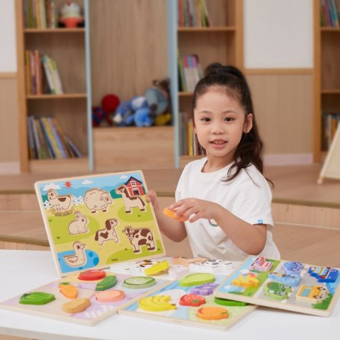 VIGA Drewniane Puzzle Układanka Montessori 2w1 Figurki Warzywa VIGA Drewniane Puzzle Układanka Montessori 2w1 Figurki Warzywa
