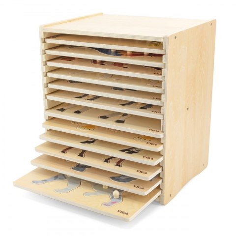 VIGA Zestaw Puzzle Drewniane 12 Układanek Zwierzątka Montessori + Stojak VIGA Zestaw Puzzle Drewniane 12 Układanek Zwierzątka Montessori + Stojak
