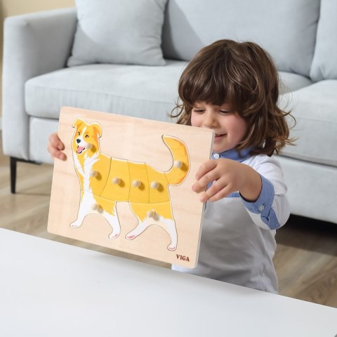VIGA Zestaw Puzzle Drewniane 12 Układanek Zwierzątka Montessori + Stojak VIGA Zestaw Puzzle Drewniane 12 Układanek Zwierzątka Montessori + Stojak