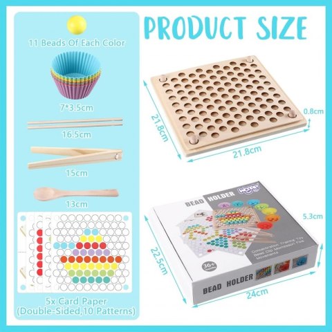 WOOPIE Kolorowe Kulki Układanka Montessori Mozaika Sorter WOOPIE Kolorowe Kulki Układanka Montessori Mozaika Sorter