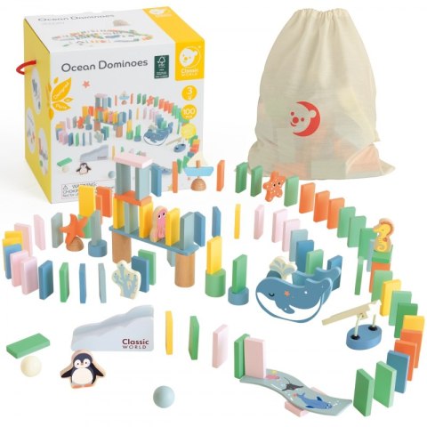 CLASSIC WORLD Drewniane Domino Tor Logiczny Przeszkód Układanka Montessori 100 el. CLASSIC WORLD Drewniane Domino Tor Logiczny Przeszkód Układanka Montessori 100 el.