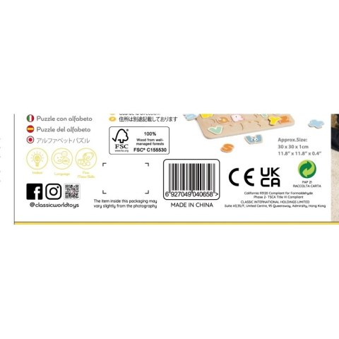 CLASSIC WORLD Drewniane Puzzle Montessori Układanka Nauka Alfabetu Liter Słów 27 el. CLASSIC WORLD Drewniane Puzzle Montessori Układanka Nauka Alfabetu Liter Słów 27 el.