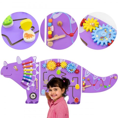VIGA Drewniana Tablica Sensoryczna-Manipulacyjna EDU Triceratops VIGA Drewniana Tablica Sensoryczna-Manipulacyjna EDU Triceratops
