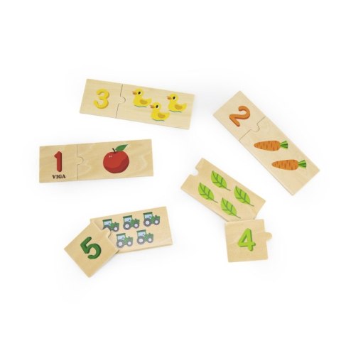 VIGA Zestaw Drewniane Puzzle Dopasuj Liczby Układanka Montessori VIGA Zestaw Drewniane Puzzle Dopasuj Liczby Układanka Montessori