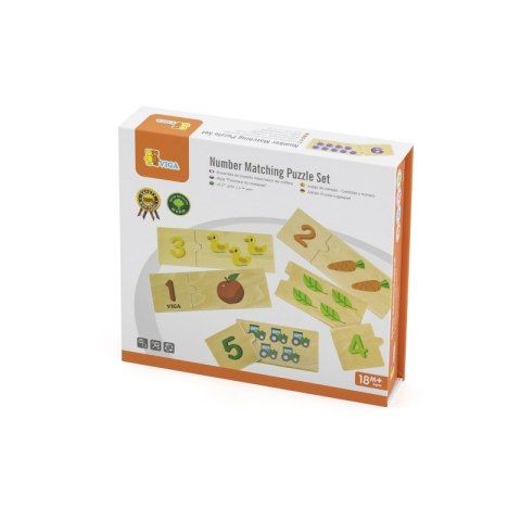 VIGA Zestaw Drewniane Puzzle Dopasuj Liczby Układanka Montessori VIGA Zestaw Drewniane Puzzle Dopasuj Liczby Układanka Montessori