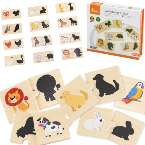 VIGA Zestaw Drewniane Puzzle Układanka Zwierzątka Dopasuj Cienie VIGA Zestaw Drewniane Puzzle Układanka Zwierzątka Dopasuj Cienie