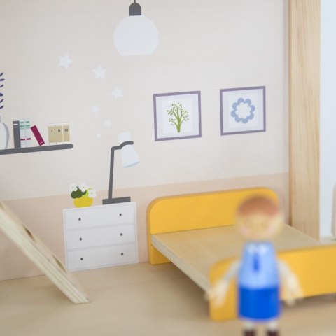 VIGA Zestaw Drewniany Domek dla Lalek z Laleczkami i Akcesoriami VIGA Zestaw Drewniany Domek dla Lalek z Laleczkami i Akcesoriami