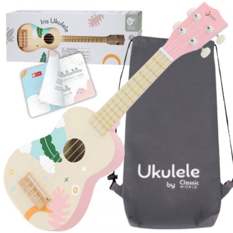CLASSIC WORLD Drewniane Ukulele Gitara dla Dzieci Różowa CLASSIC WORLD Drewniane Ukulele Gitara dla Dzieci Różowa