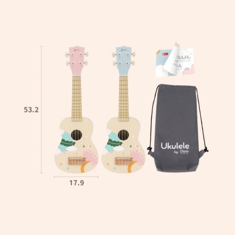 CLASSIC WORLD Drewniane Ukulele Gitara dla Dzieci Różowa CLASSIC WORLD Drewniane Ukulele Gitara dla Dzieci Różowa