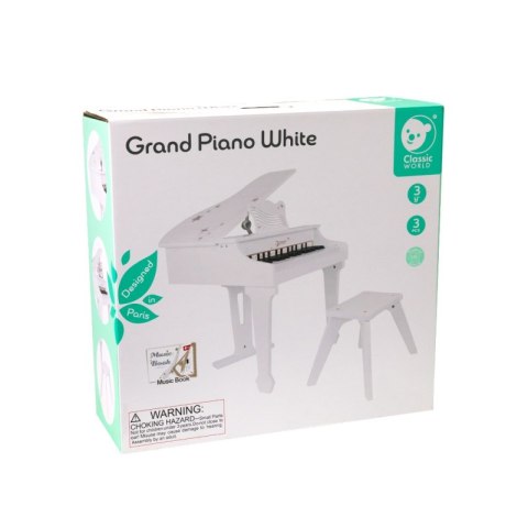 CLASSIC WORLD Duże Pianino Fortepian dla Dzieci z Krzesełkiem i Książeczką do Nauki CLASSIC WORLD Duże Pianino Fortepian dla Dzieci z Krzesełkiem i Książeczką do Nauki