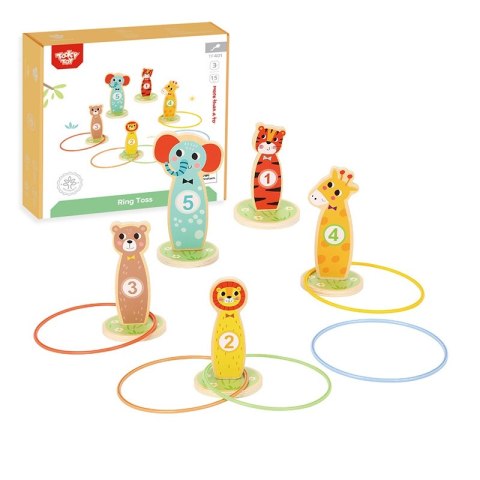 TOOKY TOY Drewniana Gra Zręcznościowa Rzut do Celu Zwierzątka 15 el. TOOKY TOY Drewniana Gra Zręcznościowa Rzut do Celu Zwierzątka 15 el.